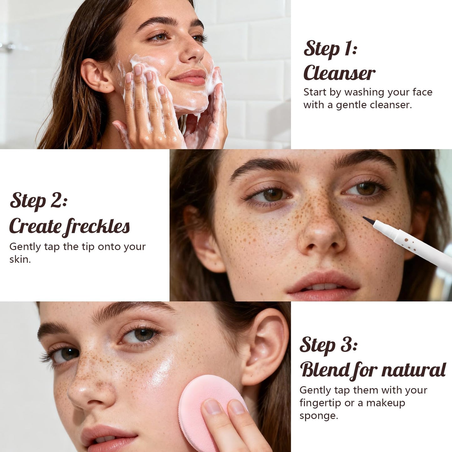 Janwana Freckle Pen Lifelike Natural Freckle Makeup Waterproof & Smudge Proof 2PCS Long Lasting Freckle Faux Looking Freckle Pencils - Light Brown + Natural Coffee