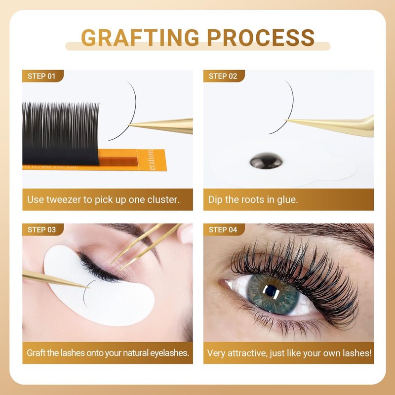 NAGARAKU Double Tips Ellipse Eyelash Extensions Lighter Thinner Split Tips Flat False Lashes 5 Trays in 1 Pack 0.20 C curl 11/12/13/14/15mm Soft Faux Mink Individual False Lash 16 Rows