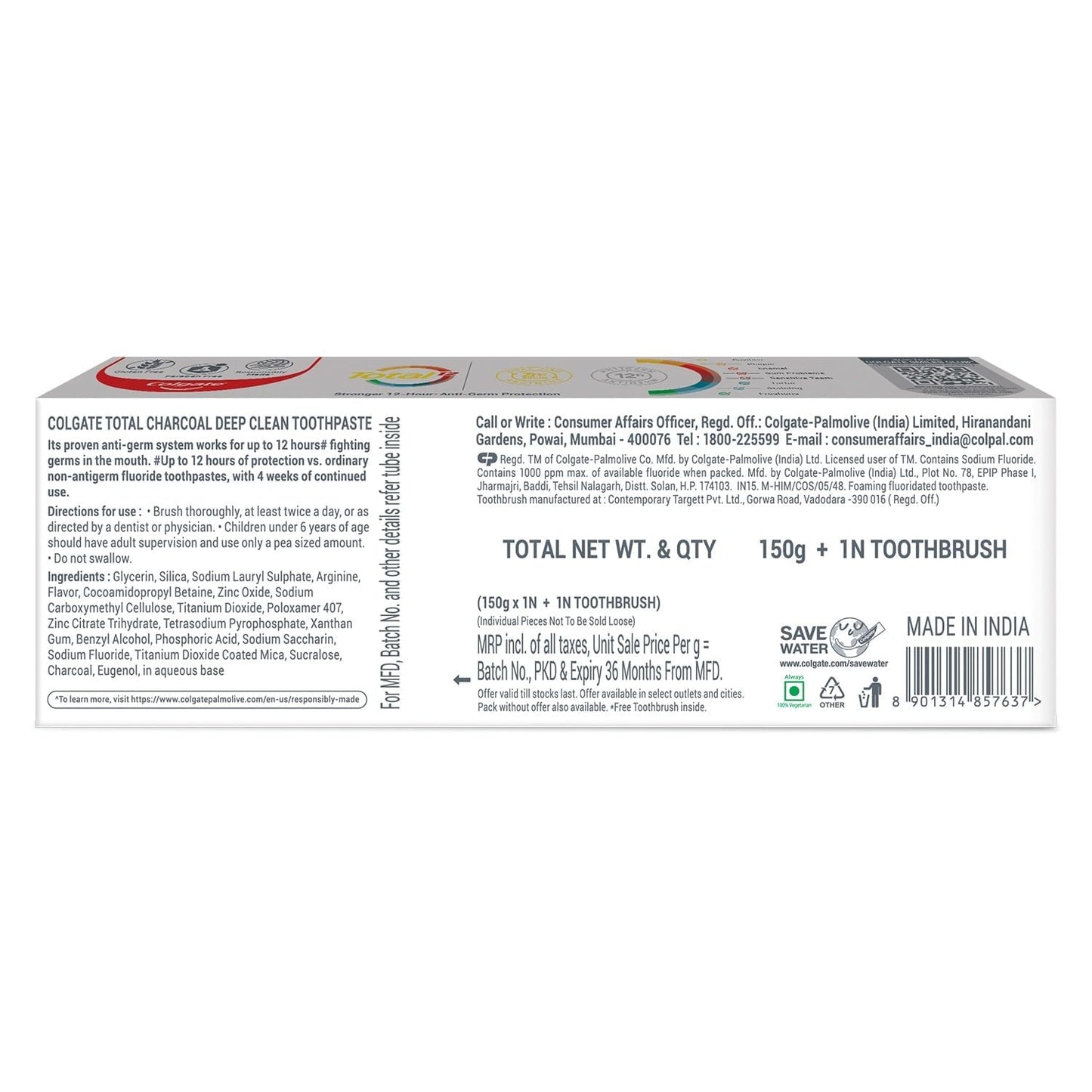 Colgate Total Charcoal Deep Clean Toothpaste 150 gm/5.2 OZ