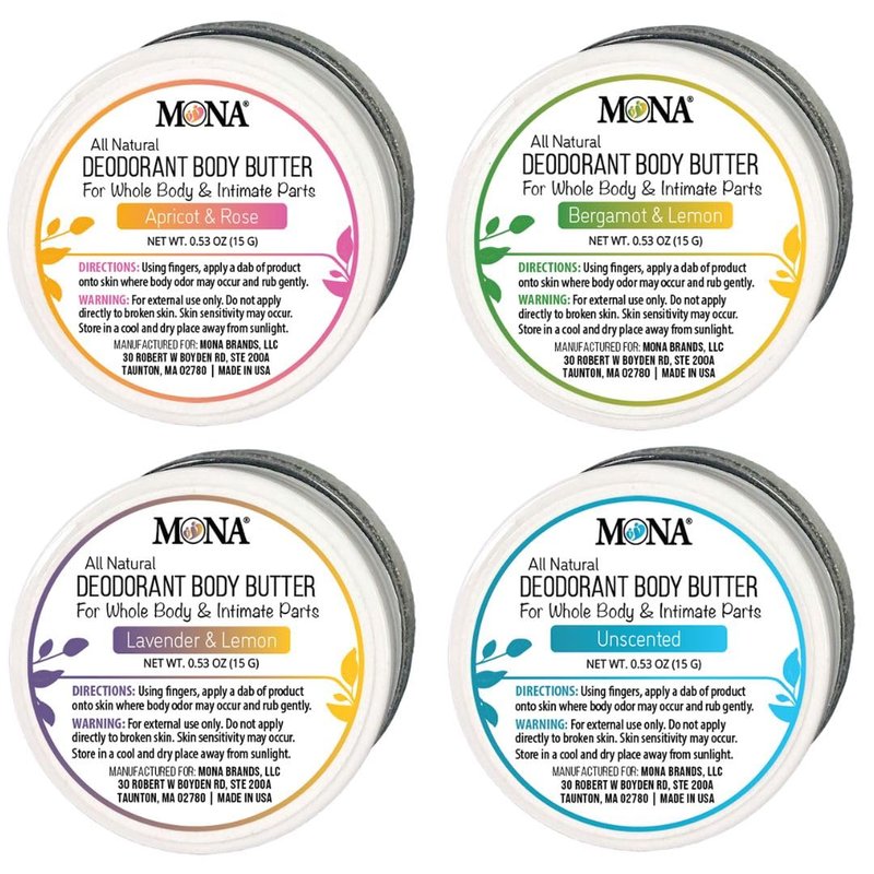All Natural Whole Body Deodorant Cream - Aluminum & Baking Soda Free | Travel Size 4-Pack (0.53 Oz Each)