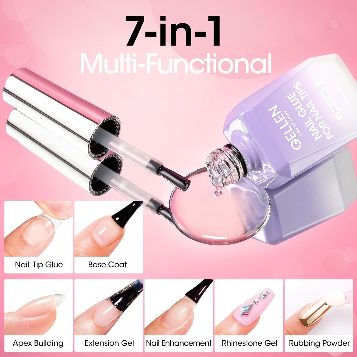 Coffin Shape Nail Tips Kit - 504Pcs Half Matte with 7 in 1 Gel Glue & UV Lamp | DIY Nail Art Set