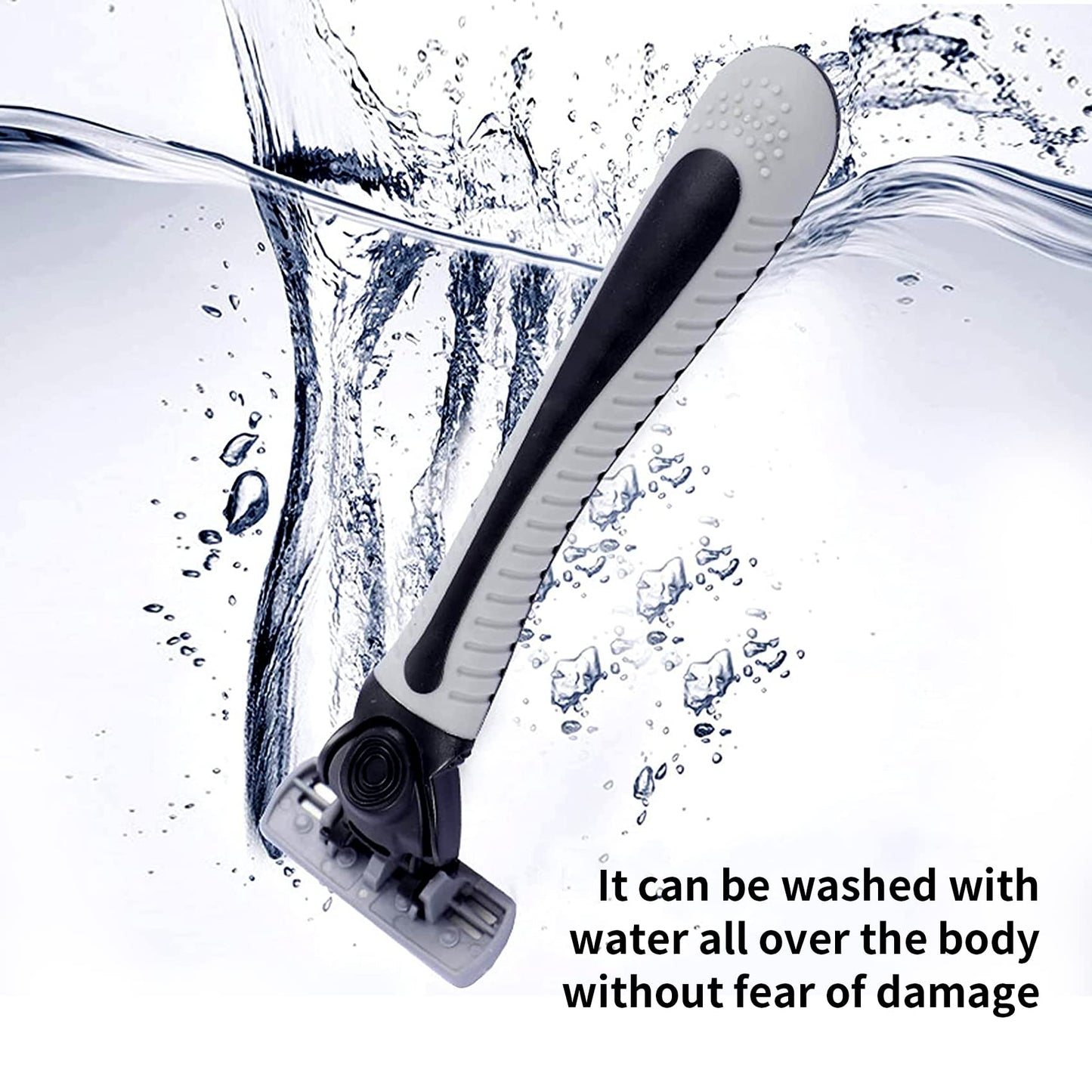 6-Blade Razor,Plastic Anti-slip Men Manual Refill Cartridges razors, Reusable Face Cleansing Care Tool, 30 pcs refill cartridges, Shave Supplies for Men and Women - Black