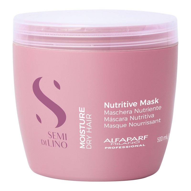 ALFAPARF MILANO Semi di Lino Moisture Nutritive Mask for Dry Hair - Safe on Color Treated Hair - Hydrating, Moisturizing, Nourishing - Adds Brilliant Shine - Salon Quality (16.9 fl oz)