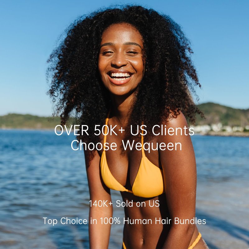 WEQUEEN Kinky Curly Human Hair Bundles 3c/4a 100% Human Hair Natural Curly 16 Inch Single Bundle Natural Black