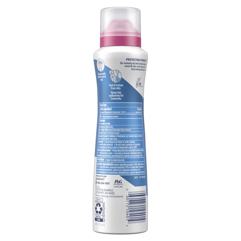 Secret Outlast Dry Spray Antiperspirant Deodorant for Women, 72hr Sweat & Odor Protection, PH Balancing Minerals, Protection Powder Scent, 4.1 oz (Pack of 3)