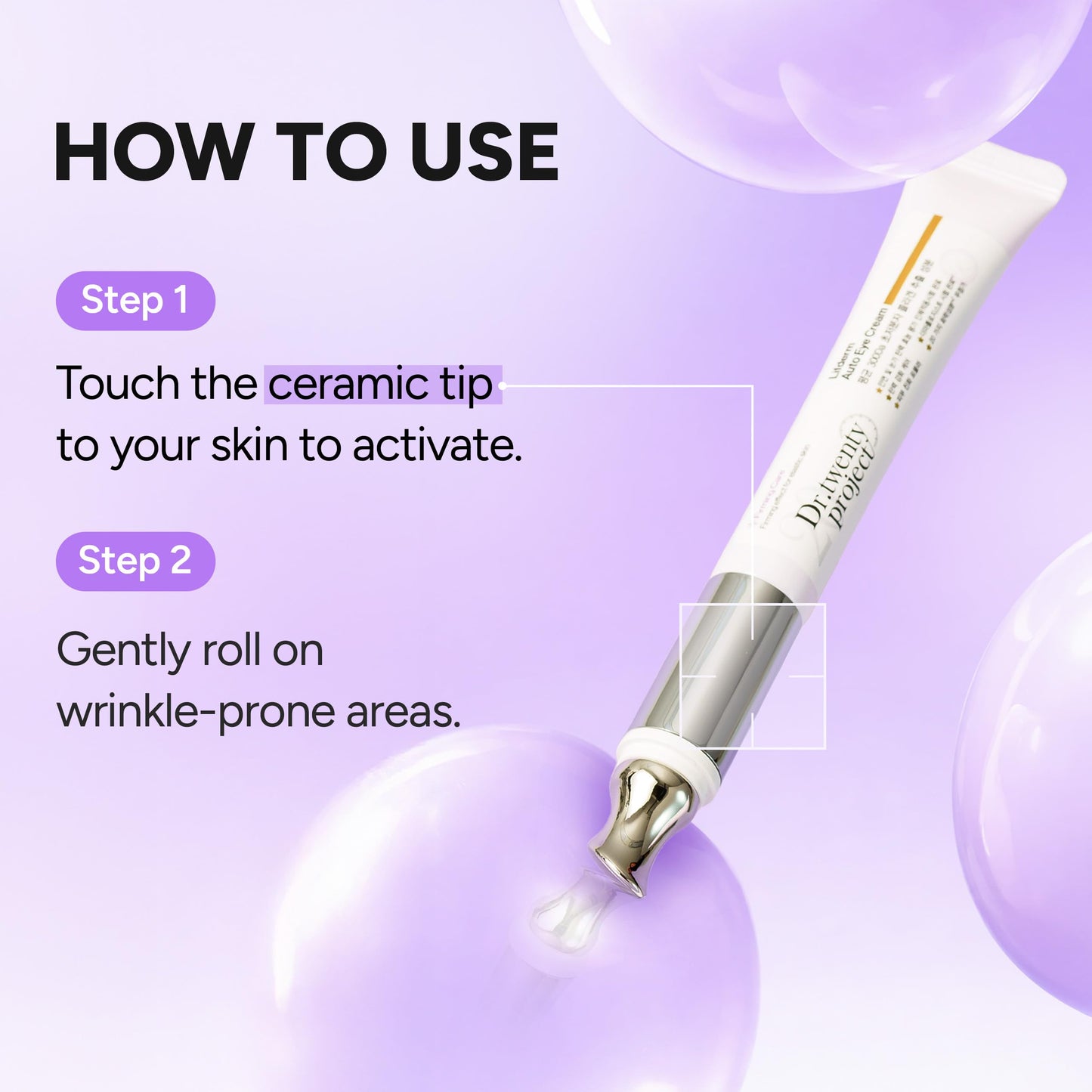 Dr.twentyproject Lifderm Eye Cream with Collagen & Vibrating Device for Wrinkles, Anti-Aging, Dark Circles – Lifting, Firming, Tightening, Depuffing, Nourishing Korean Skincare (20ml 0.6 fl oz)