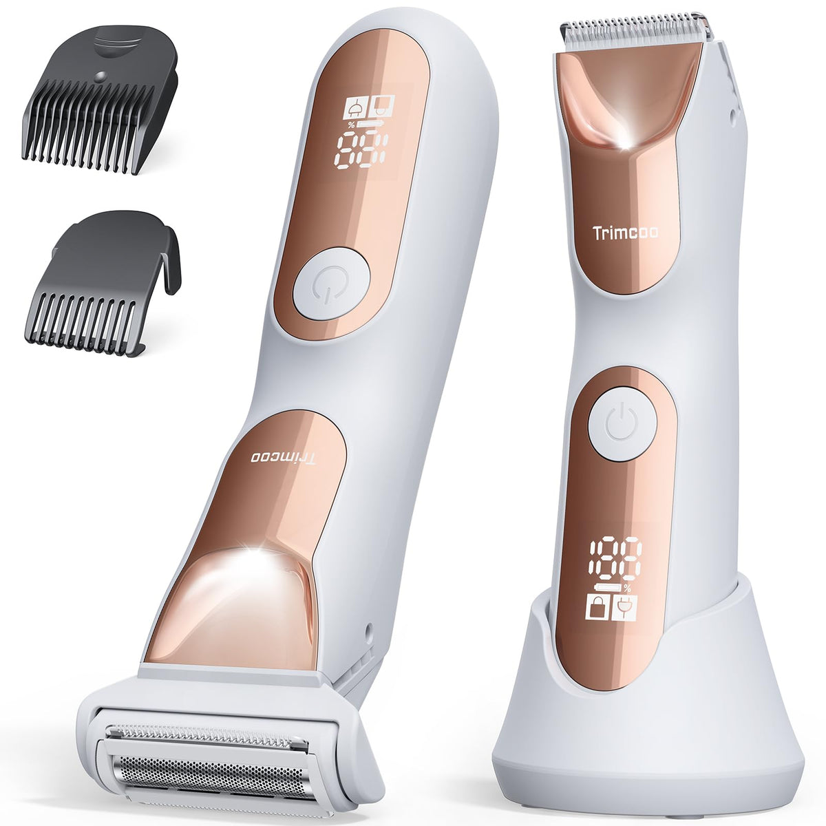 Women’s 2-in-1 Body Grooming Kit, Electric Bikini Trimmer & Shaver for Women, Wet/Dry Use, LED Light, Anti-Slip Grip, USB Rechargeable Cordless Hair Removal for Face, Legs, Underarms & Intimate Areas