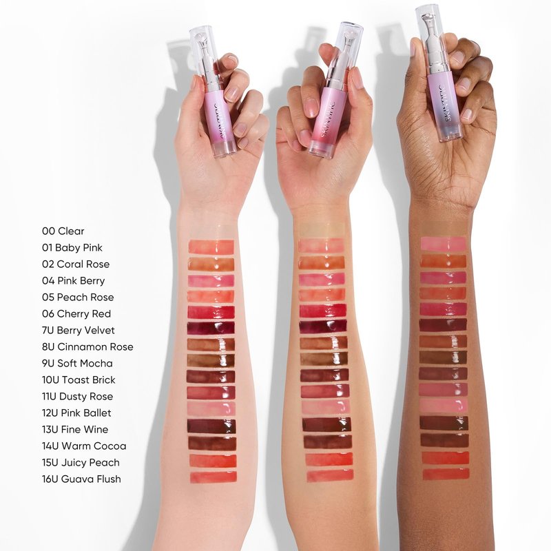 SKINTIFIC Peptide Brightening Lip Serum, Hydrating & Plumping Tinted Lip Gloss, Moisturizing Lip Balm with Polypeptides & Squalane for Glossy Sheer, Smooth Lips(02 Coral Rose)