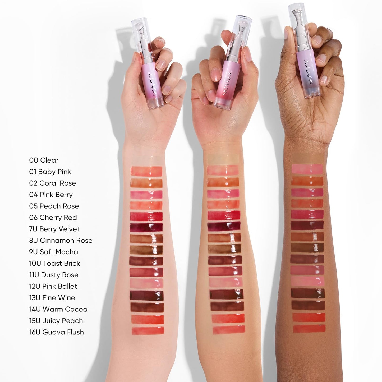 SKINTIFIC Peptide Brightening Lip Serum, Hydrating & Plumping Tinted Lip Gloss, Moisturizing Lip Balm with Polypeptides & Squalane for Glossy Sheer, Smooth Lips(06 Cherry Red)