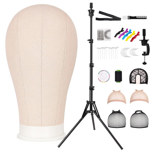 63In Wig Stand Tripod with 22In Head, Mannequin Head for Wig Making Display