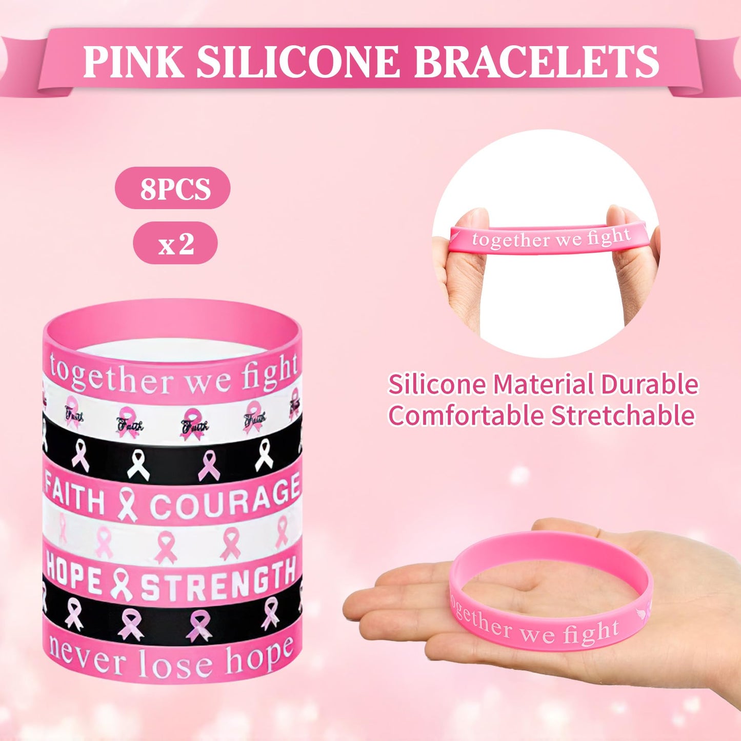 RAORAOYUE 36 Pcs Breast Cancer Awareness Items Bulk