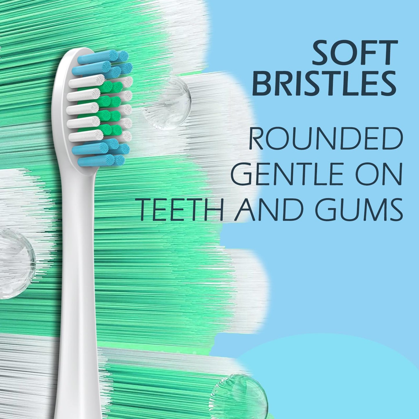 Sensogle Replacement Brush Heads Sensitive Compatible with Philips Sonicare Toothbrush 1100 6500, Soft Toothbrush Heads for Sensitive Teeth Care, Standard, White - 12 Pack with Toothbrush Cover