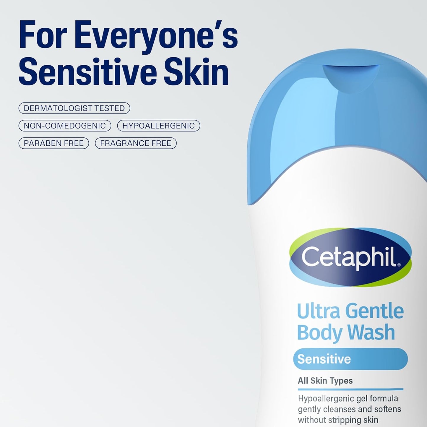 Cetaphil Ultra Gentle Body Wash - Hypoallergenic Aloe Vera & Vitamin B5 | 16.9oz (Pack of 3) for Sensitive Skin