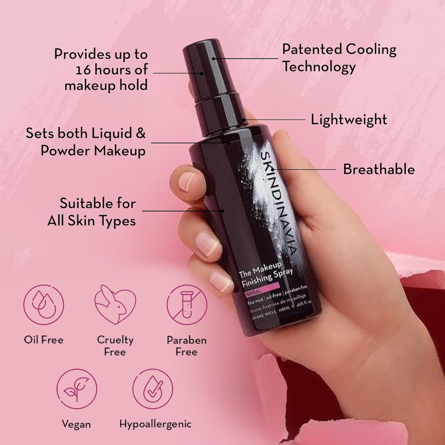 Skindinavia Makeup Finishing Spray - Long-Lasting Bridal Setting Spray | Waterproof & Heat-Resistant, 2.0 Oz