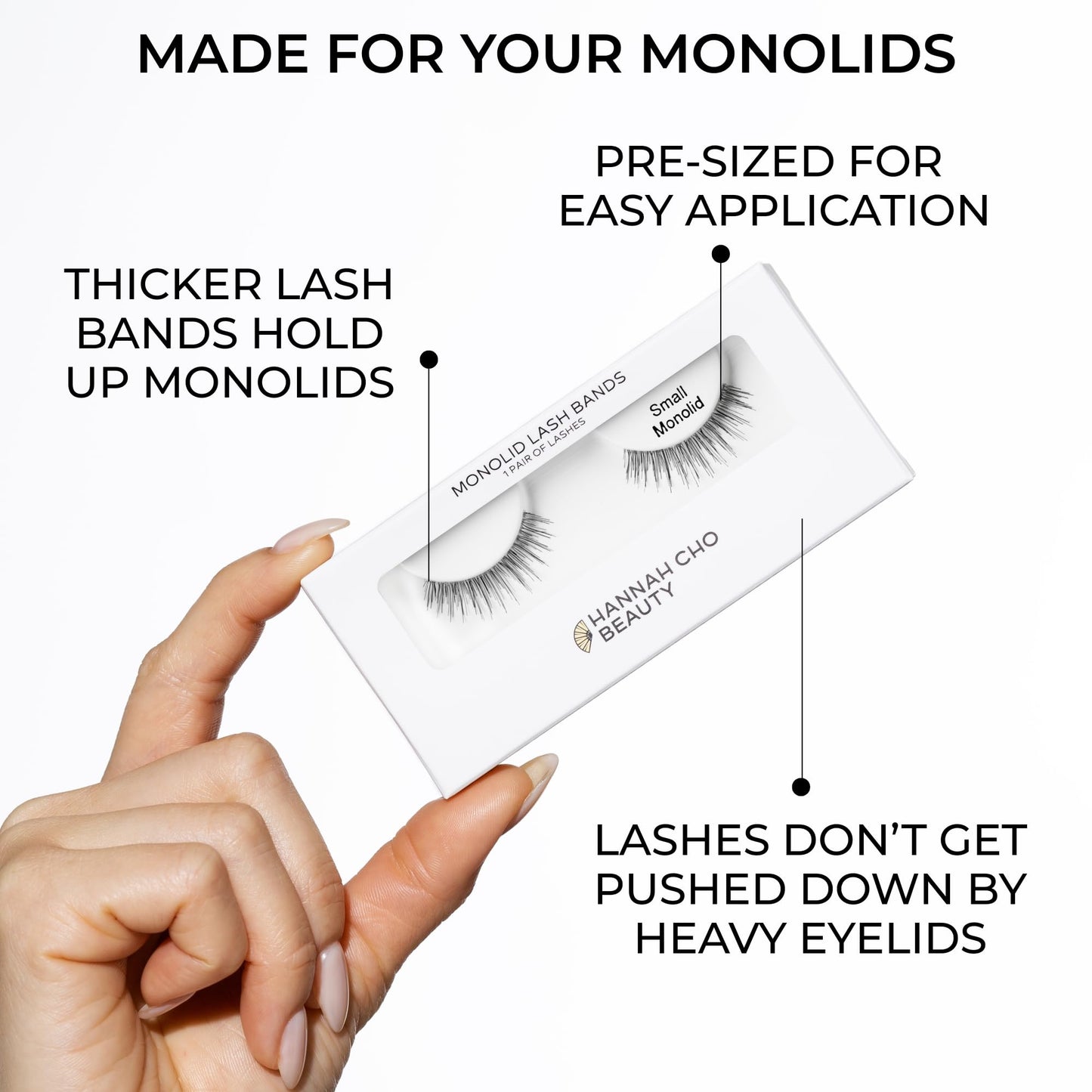 False Lashes for Monolids - Natural Eyelid Lifting Strip Eyelashes - Best Lashes for Asian Eyes - Small Style Light Volume - Hannah Cho Beauty