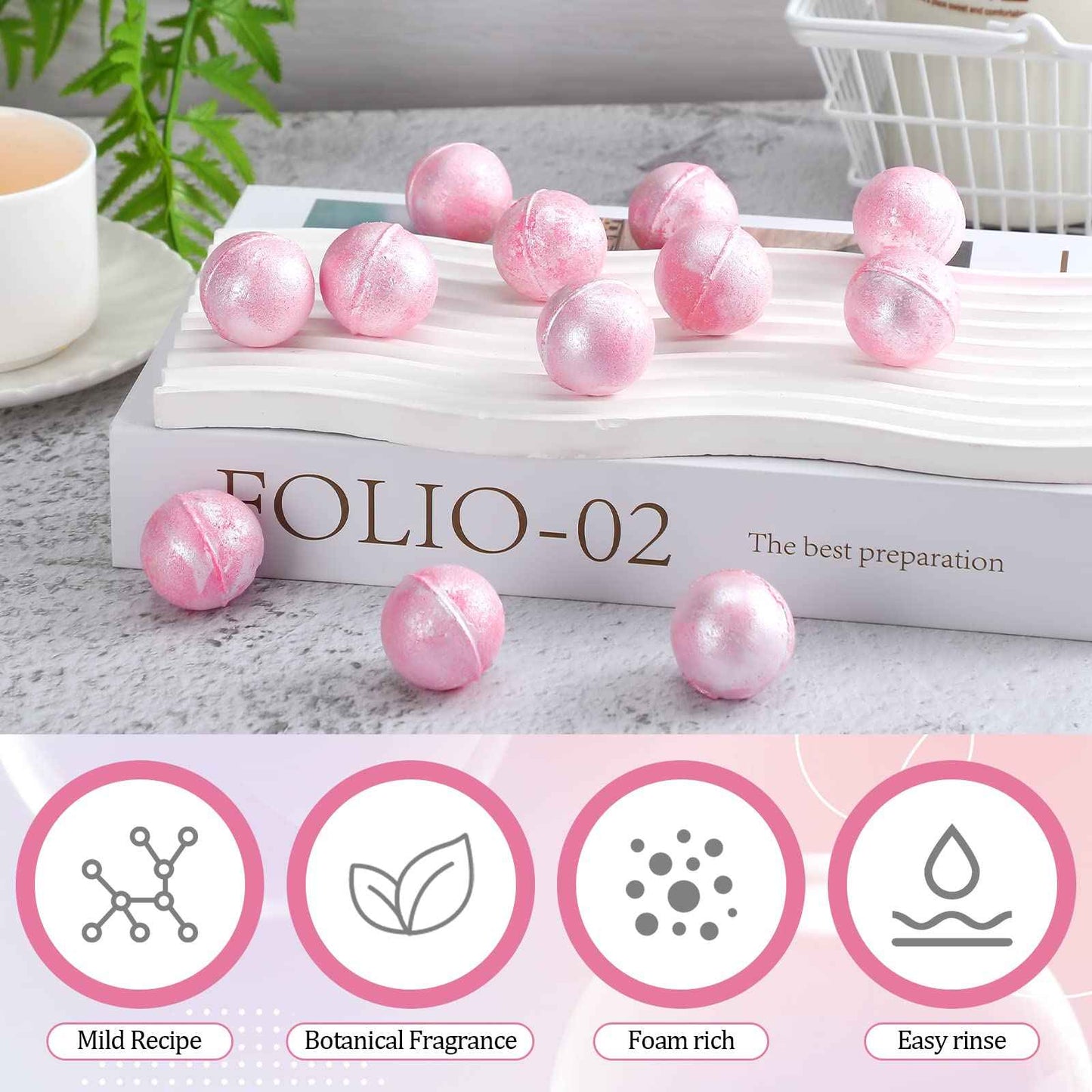 Demissle 20 Pcs 0.53 oz Bath Bombs Bath Fizzies Mini Bath Balls for Women Relaxing Refreshing Bath Bombs Gift Set with Glitter for Bubble Spa(Pink)