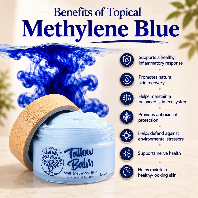 Methylene Blue Whipped Grass-Fed Beef Tallow Balm - Anti-Aging Moisturizer for All Skin Types | 1.7 oz