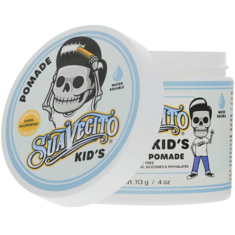 Suavecito Kid's Pomade Calming Chamomile Scent Light Hold 4 oz. - Water Based Flake Free Hair Gel - Dermatologist-Tested, Hypoallergenic Formula - Free of Sulfates, Parabens, and Phthalates