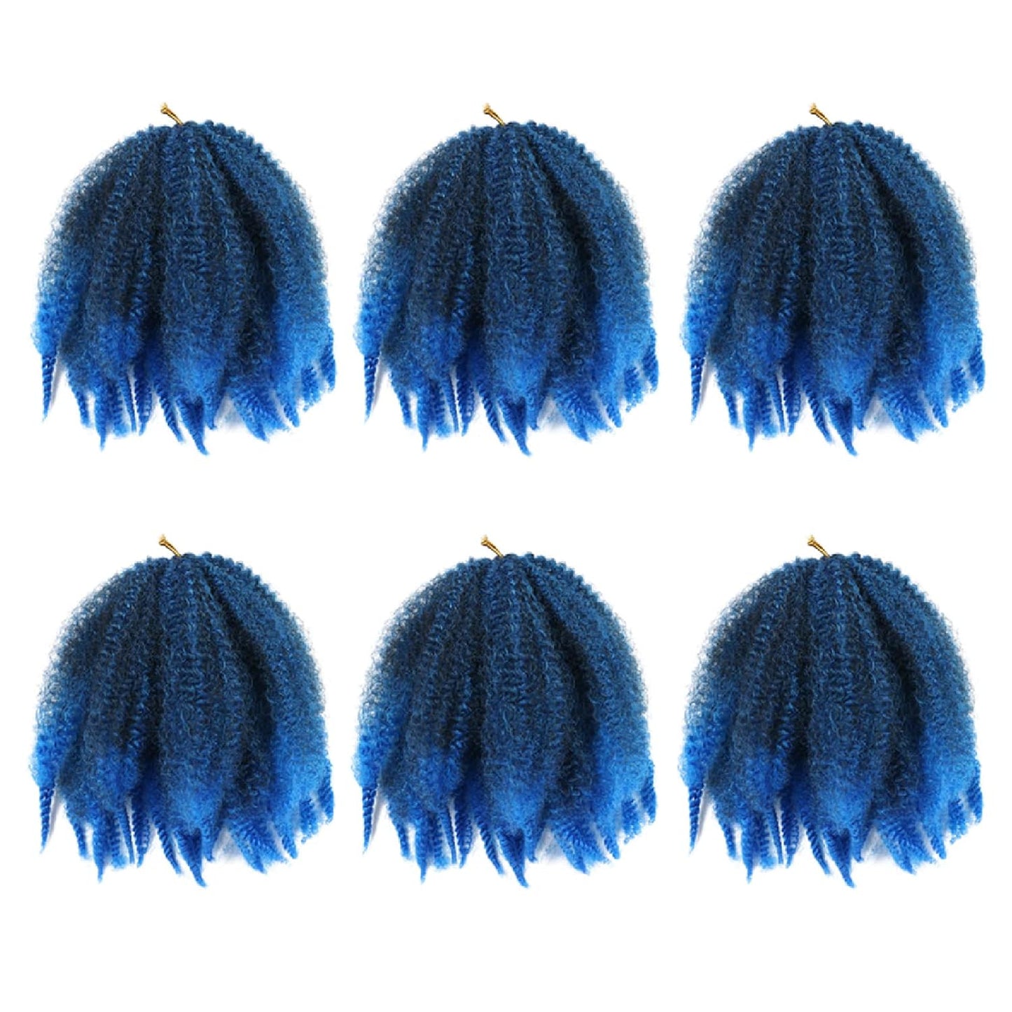 Marley Braiding Hair - 8-Inch Short Afro Kinky Twist Crochet Braids | Ombre Synthetic Fiber Extensions (1B-Blue)
