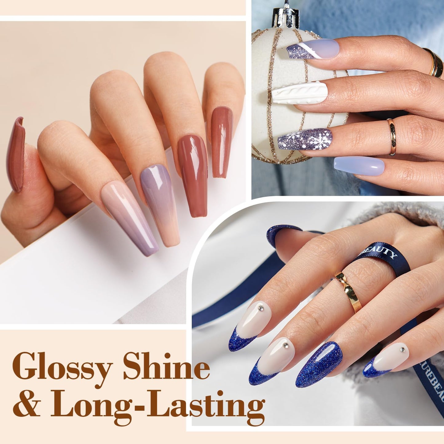 AzureBeauty 2 Combined into1 Dip Powder Base & Top Coat with Activator, 0.5oz/Bottle, Fast Drying, No Lamp Needed, for Nail Kit