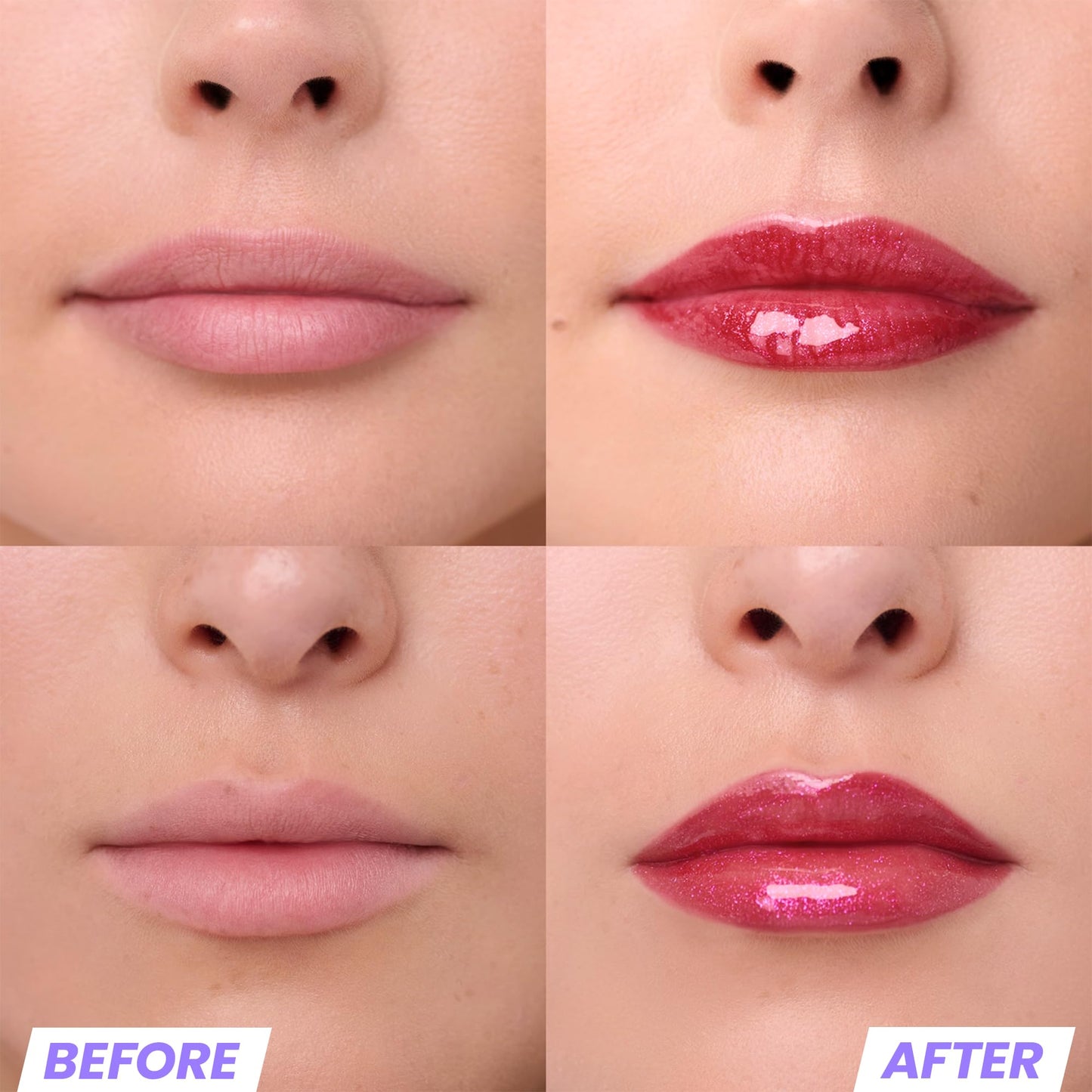 Wonderskin Lip Gloss – Wonder Blading Top Gloss, Hydrating High Shine Lip Makeup (Red Glitter)