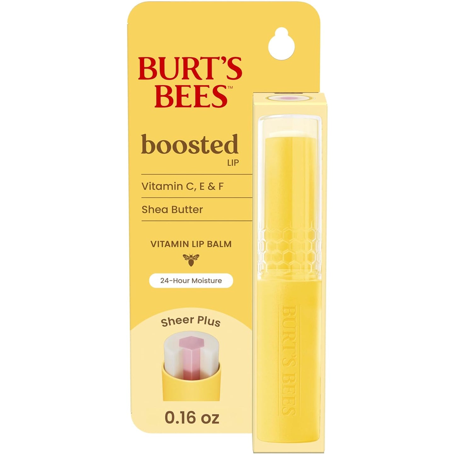 Burt's Bees Lip Balm - Nourishing Vitamin C & E Formula | 24-Hour Moisture, Tint-Free, 0.16 Oz