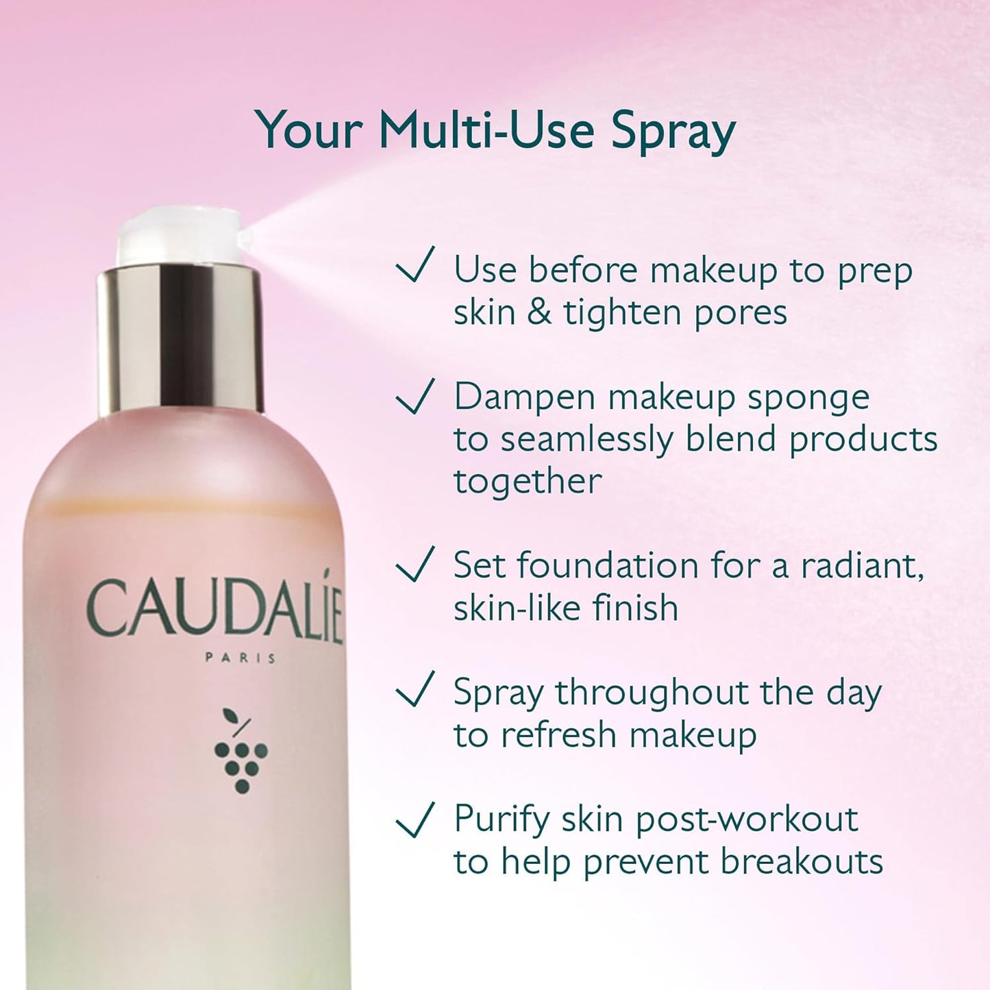 Caudalie Beauty Elixir Face Mist - Pore Tightening Toner & Makeup Setter | 100 mL Full Size & 30 mL Travel Size