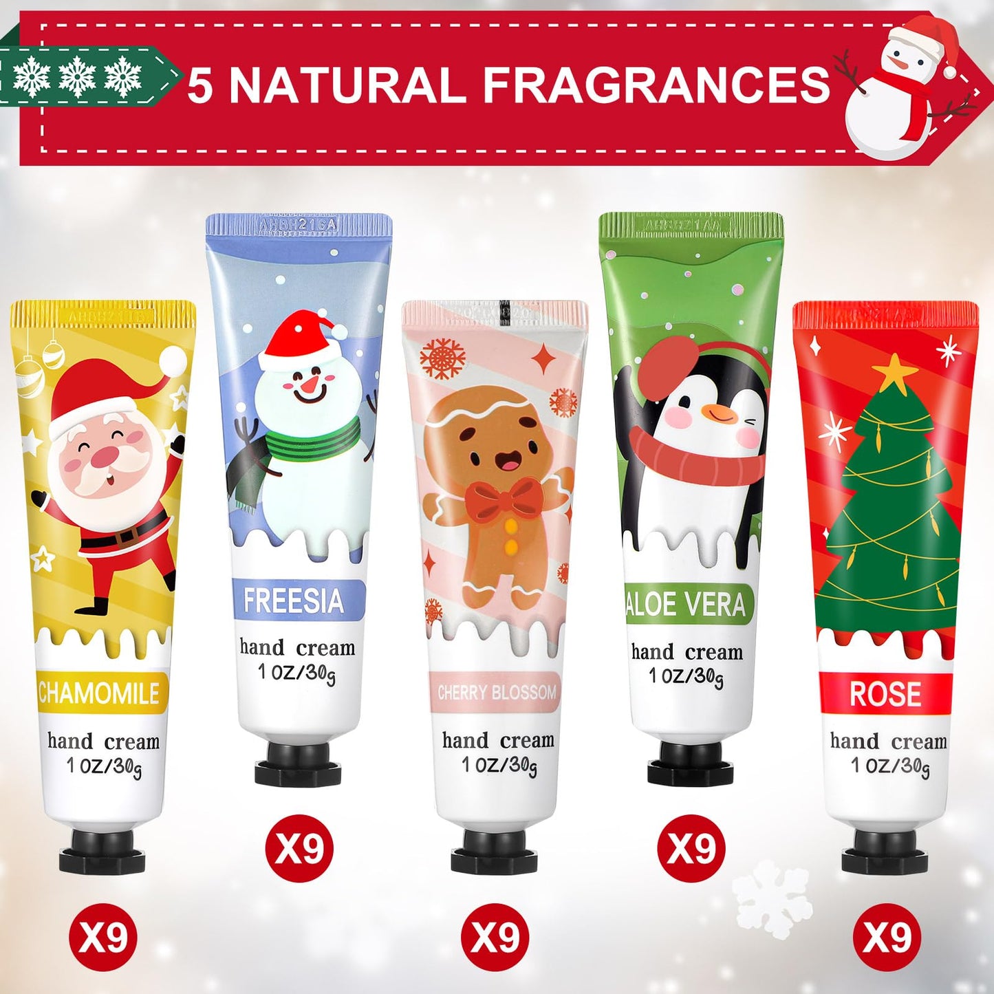 Swiffen 45 Pcs Christmas Hand Cream Gift Set for Coworkers in Bulk Mini Hand Lotion Travel Moisturizing Cream Dry Cracked for Women Mom Stocking Stuffers Gift Operation Christmas Items Favors 33ml