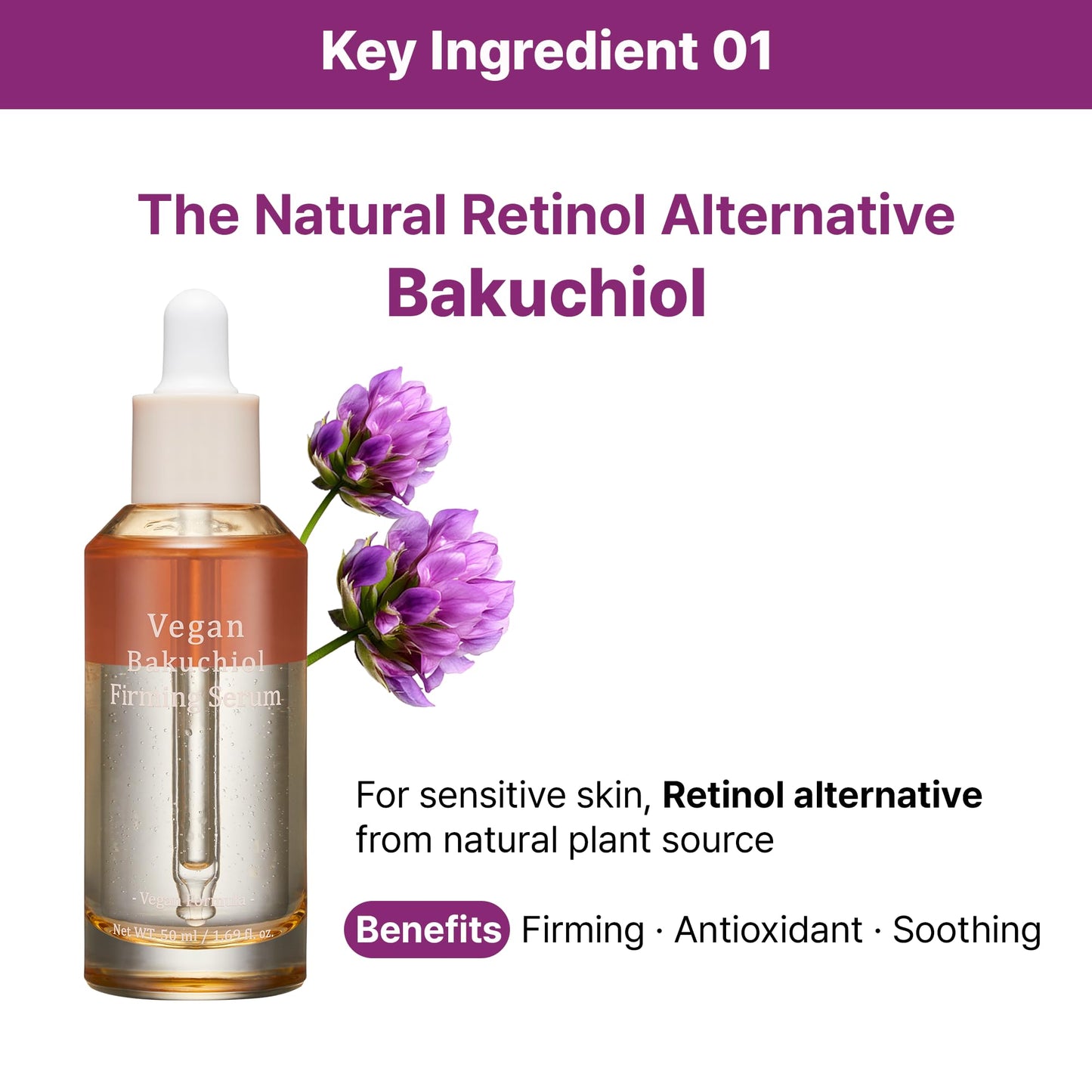 TINAZANA Vegan Bakuchiol Firming Serum, Dual-Layer Hydrating Bakuchiol, Sweet Almond Oil & Panthenol, Radiance & Sensitive Skin Care, 1.7 fl.oz