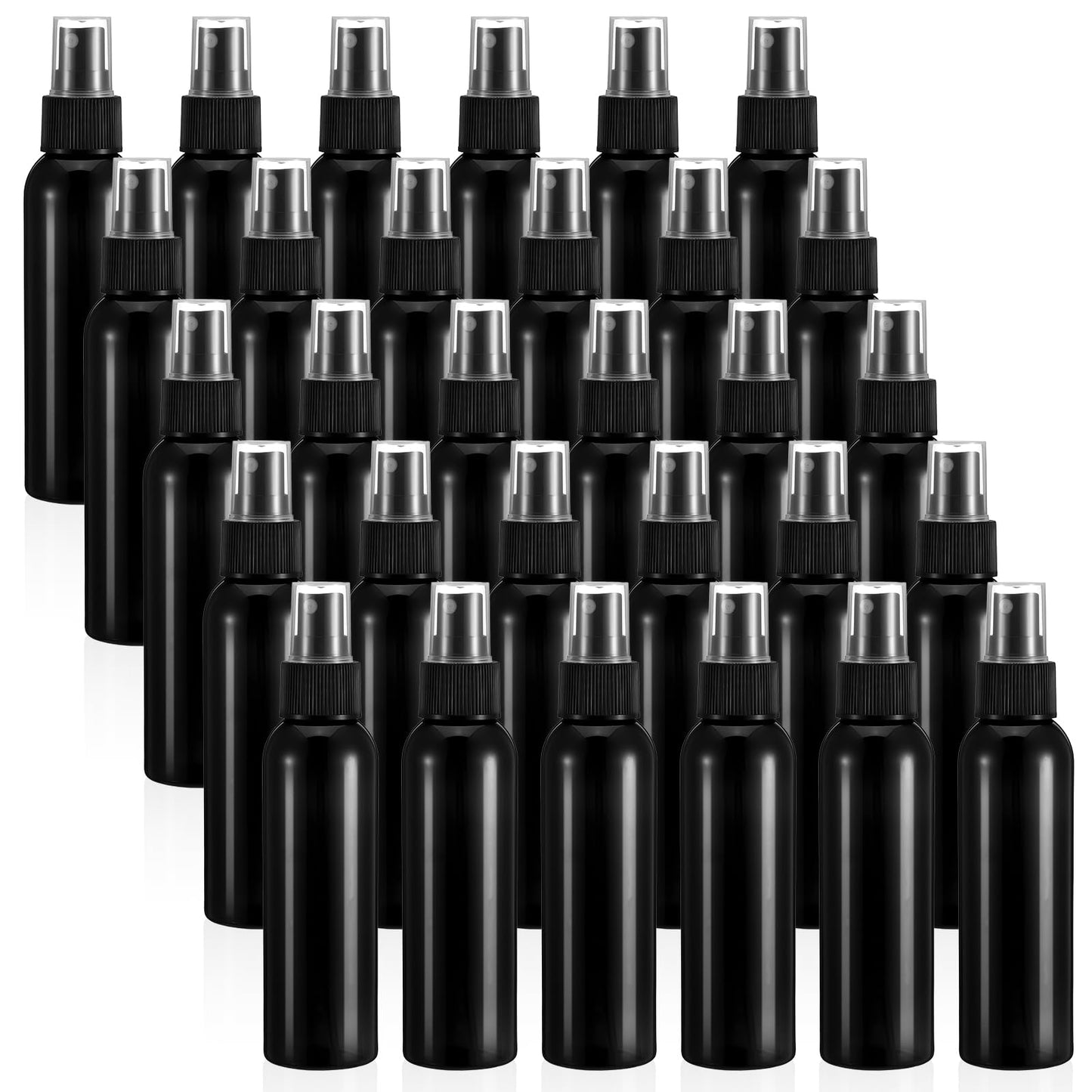 30 Pack Black Empty Spray Bottles, 4oz Plastic Fine Mist Spraying Bottles Small Refillable Sprayer Liquid Containers Portable Misters with Cap Travel Bottle for Perfume, Cleaning, Essential Oil