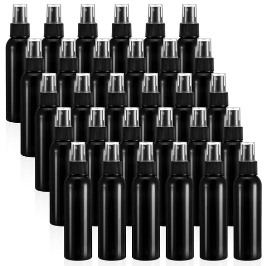 30 Pack Black Empty Spray Bottles, 4oz Plastic Fine Mist Spraying Bottles Small Refillable Sprayer Liquid Containers Portable Misters with Cap Travel Bottle for Perfume, Cleaning, Essential Oil