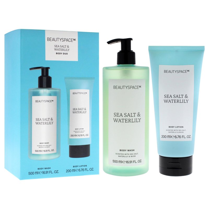 Beauty SpaceNK Sea Salt & Waterlily Body Wash & Lotion Duo – Hydrating & Nourishing Formula – Suitable for All Skin Types – Vegan & Cruelty-Free – Refreshes & Moisturizes – 2 Pc, 16.91oz & 6.76oz