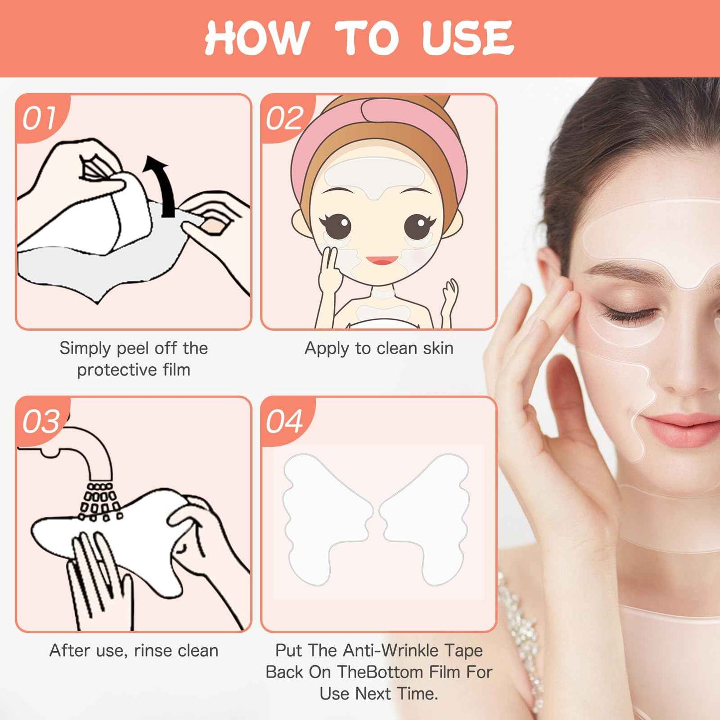 KODASNY Neck Wrinkle Patches, Anti Wrinkle Silicone Patches，Reusable Chest Firming and Tightening Facial Masks, Collagen Neck Fine Line Pads for Women Reduce Fine Wrinkles