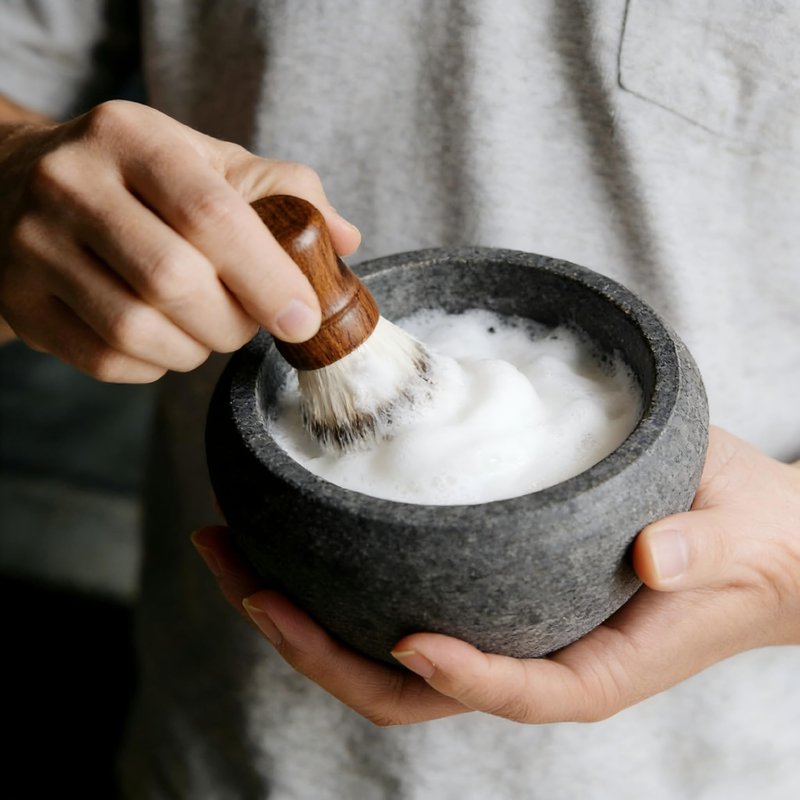 Shaving Soap & Cream Bowl for Men, Natural Granite Stone, Keep Warm Better, Easier to Lather