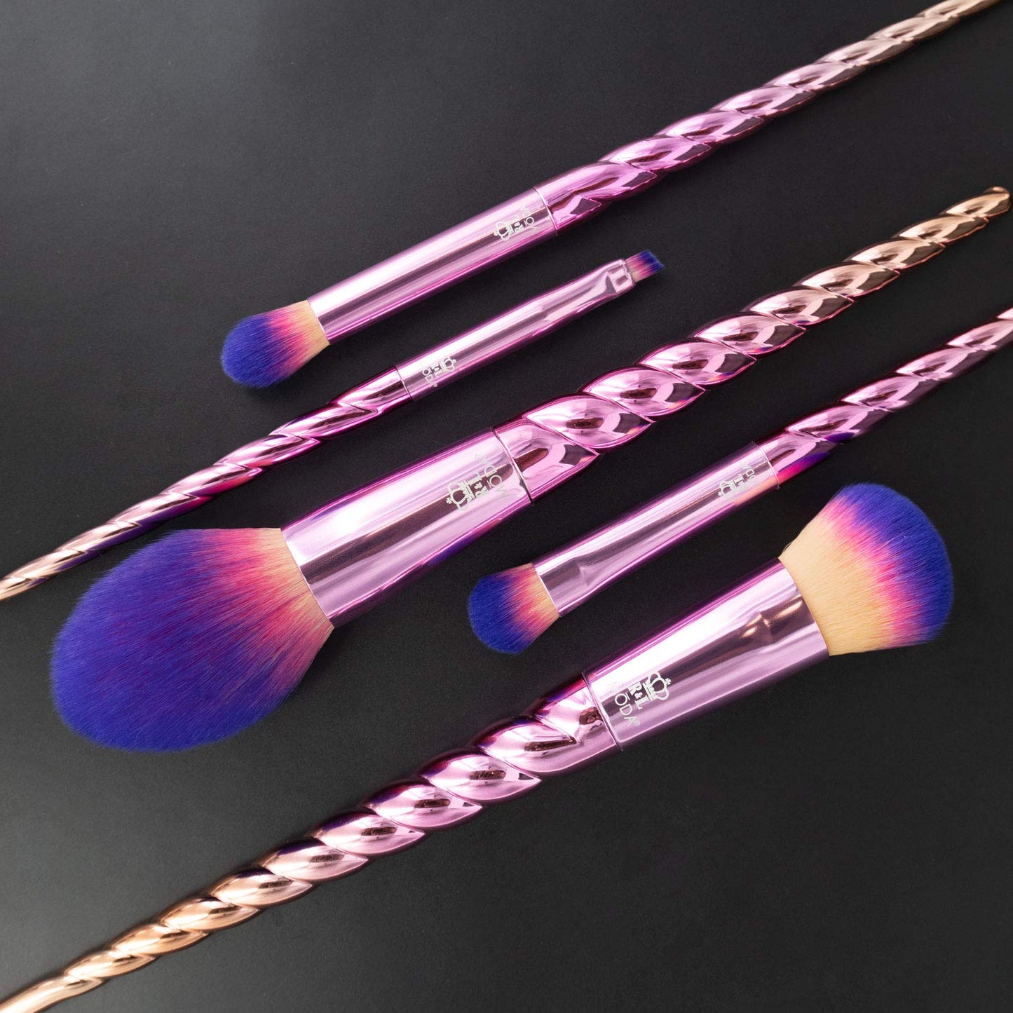 MODA Mythical Star Travel 6pc Makeup Brush Set – Vegan Face & Eye Makeup Brushes with Holographic Travel Case, Soft Synthetic Brushes for Foundation, Blush, Eyeshadow & Blending
