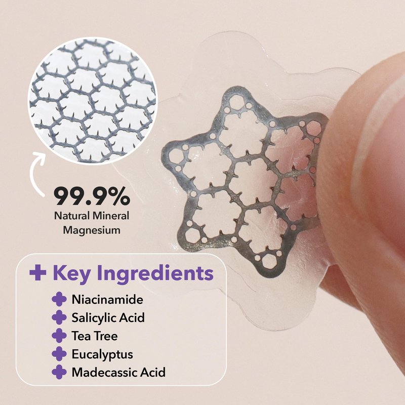 FreeGo Magnesium Blemish Microdarts Pimple Patch | Fast-Acting | Quick Calming | 99.9% Pure Magnesium | Madecassic Acid | Tea Tree | Eucalyptus Leaf | Hydrocolloid Spot Care Patch | 15 Patches