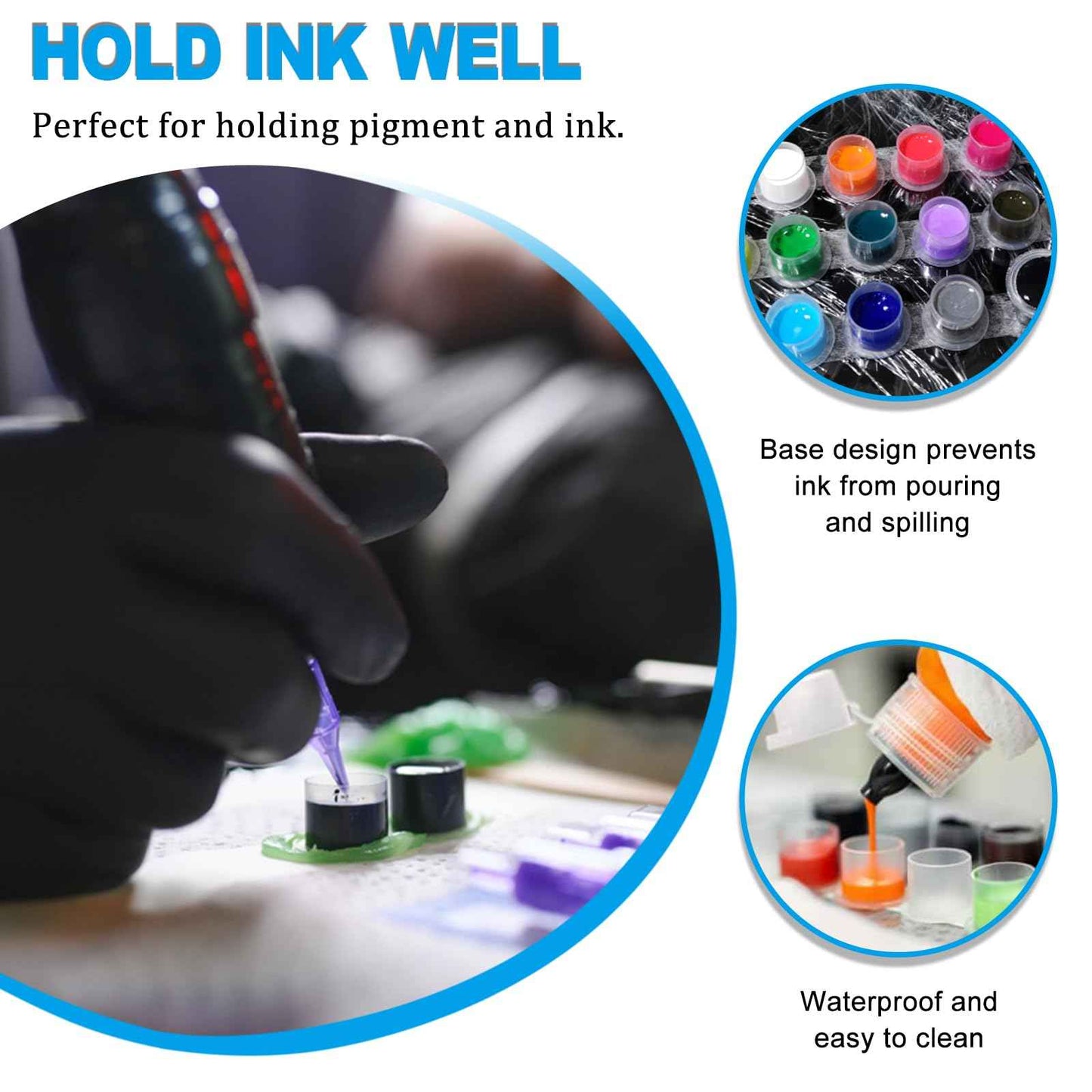 Tattoo Ink Caps - Emalla 1000Pcs Medium Tattoo Ink Cups Disposable Ink Caps with Base #14MM Plastic Tattoo Caps Pigment Container Ink Cups for Tattoo Ink Tattoo Supplies