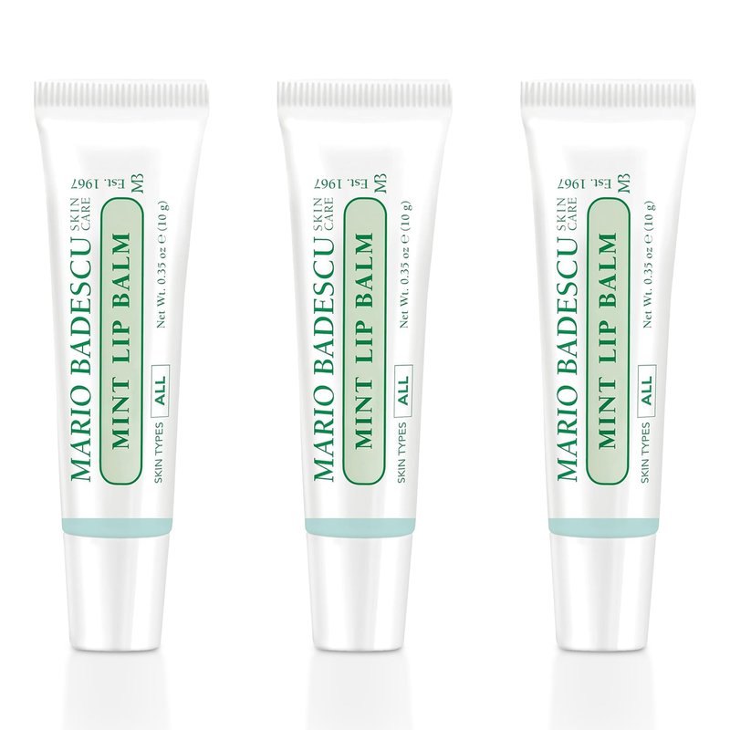 Mario Badescu Moisturizing Mint Lip Balm for Dry Cracked Lips, Infused with Coconut Oil and Shea Butter, Ultra-Nourishing Lip Care Moisturizer for Soft, Smooth and Supple Lips, 3 Pack