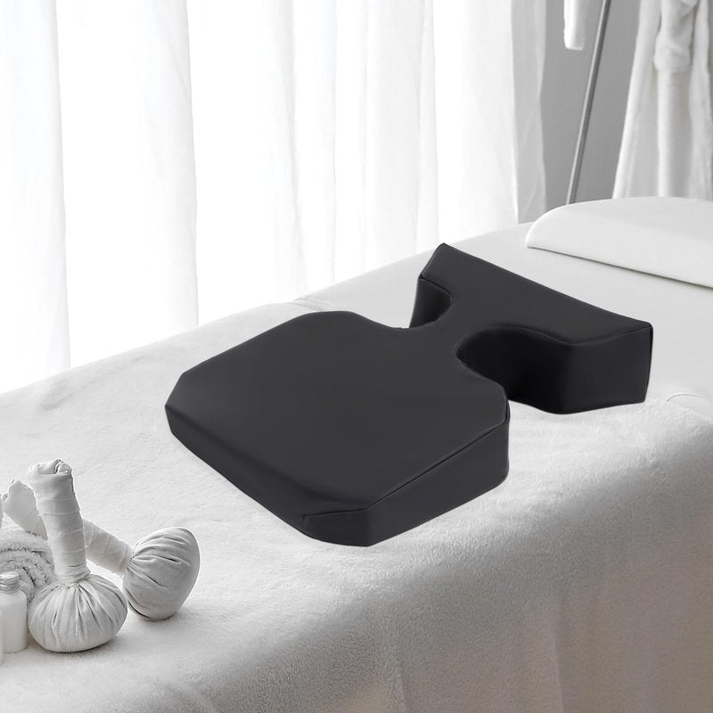 HOMBYS Supportive Breast Pillow for Massage Table, Extra Thick 5" Height Resuable Waterproof Massage Bolster Pillow Cushion for Stomach Sleeper, Beauty Salon SPA Breast Pillow for Sleeping，Black