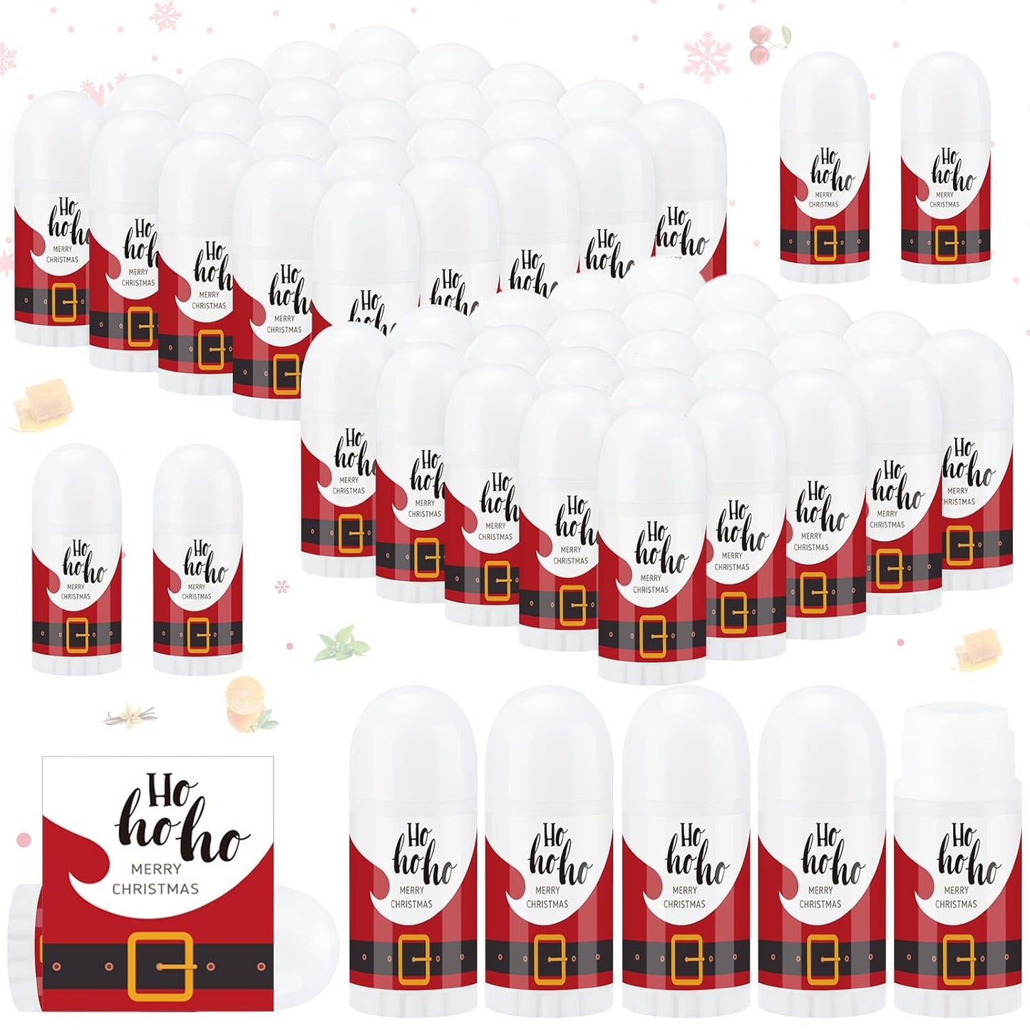 Christmas Mini Lip Balm Pack - 50 Assorted Flavors | Natural Beeswax Moisturizer for Dry Lips