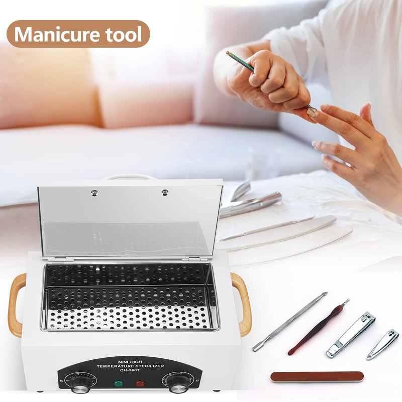 Soiiw High Temperature Sterilizer Autoclave Machine 110V 300W Nail Tool Sterilizer Dry Heat Sterilizer Dental Tool Sterilizer esterilizador de manicura 1.5L Salon Equipment for Metal Tools with Handle
