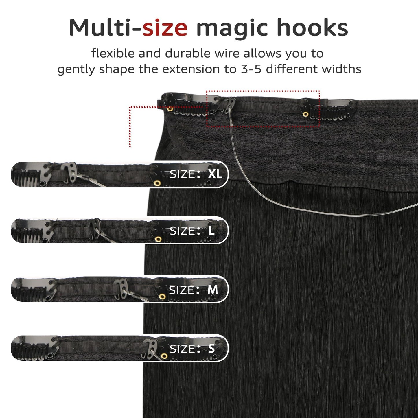 SAFIRENY Wire Hair Extensions Fish Line Hair Extensions Ash Brown to Platinum Blonde Extensions, Invisible Hair Extensions Real Human Hair 14inch 70g Adjustable Size Hair Extensions(#8T/60-14inch)