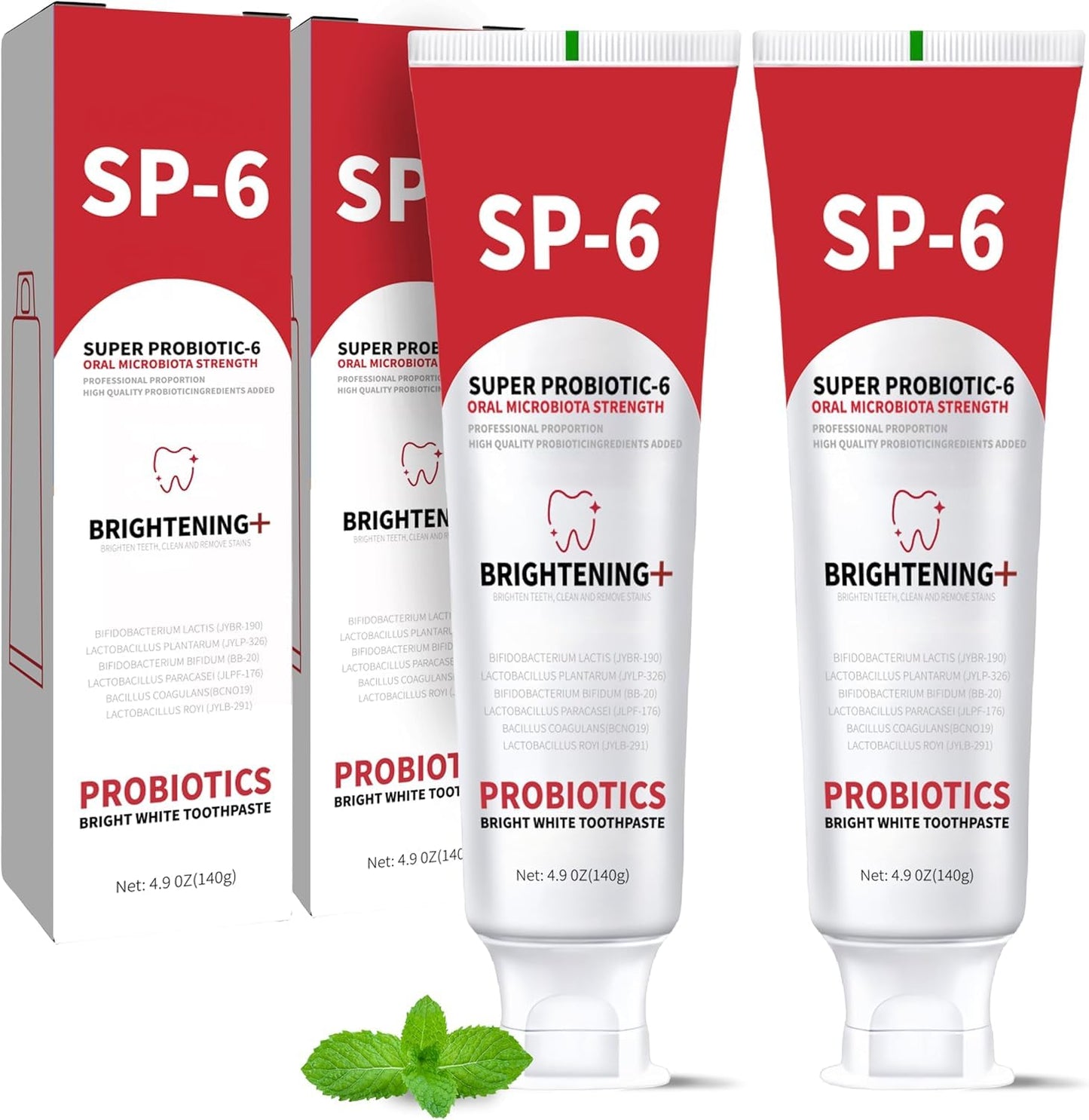 3PCS SP-6 Probiotic Whitening Toothpaste, Enhanced Formula with 6 Probiotics for Teeth Whitening and Gum Health, Enamel-Safe, Fluoride-Free, Fresh Mint Flavor, Ultra whitening and Fresh Breath
