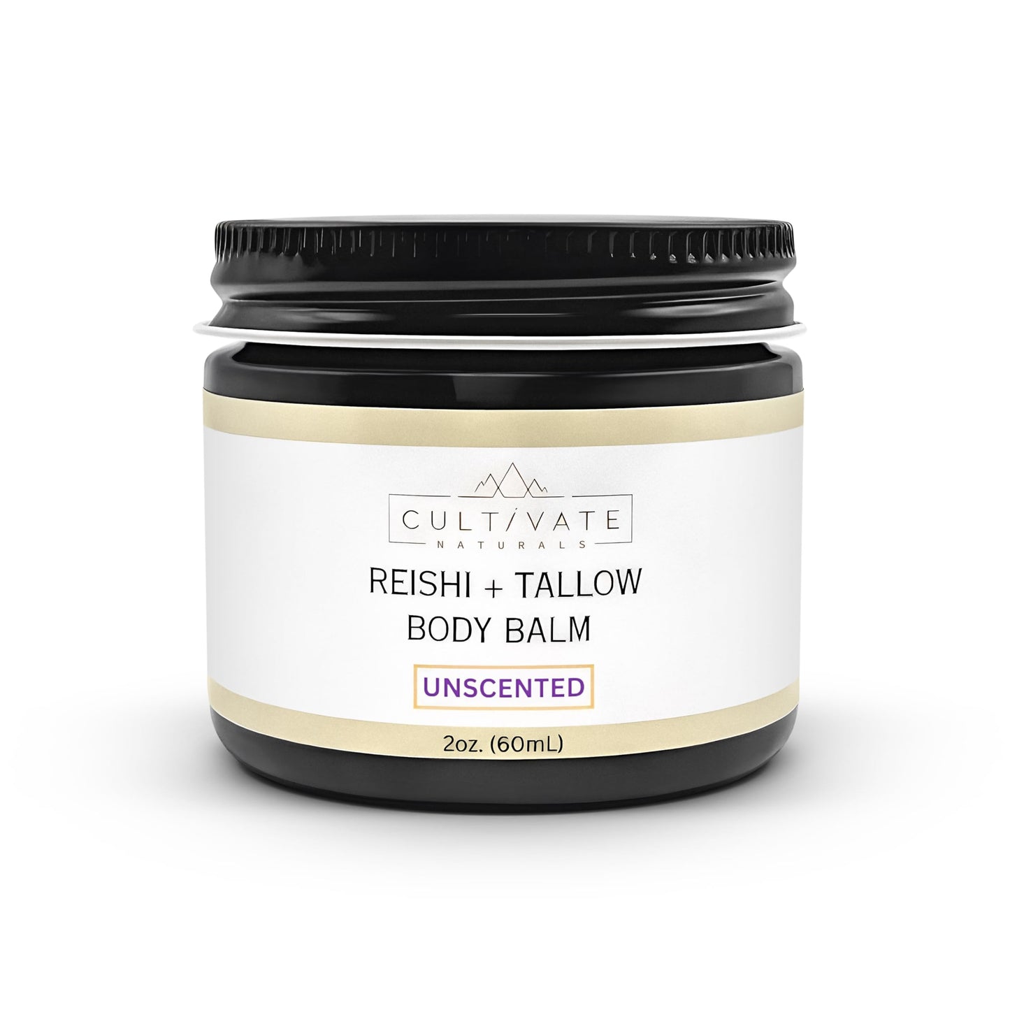 Reishi Tallow Body Balm - Unscented (2 oz) | Grass Fed Beef Tallow - Non-toxic, Paleo Friendly Skincare | Infused with Reishi Spore Extract | Moisturizing & Hydrating for Sensitive Skin