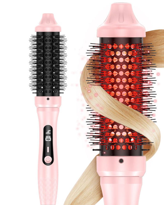 DORISILK Infrared Thermal Hair Brush for Sleek, Shiny Hair，1.5inch Heated Round Volumizer Faster Blowout, 5-Temp，Heated Round Brush for Curling and Straightening，Dual Voltage for Travel Using