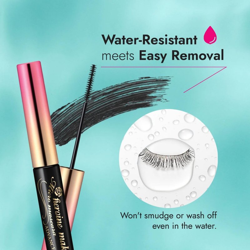 Heroine Make by KissMe Mini Waterproof Mascara | Black Waterproof Formula for Long-Lasting Volume and Length | Hypoallergenic | Curling and Smudge-Proof | Made in Japan