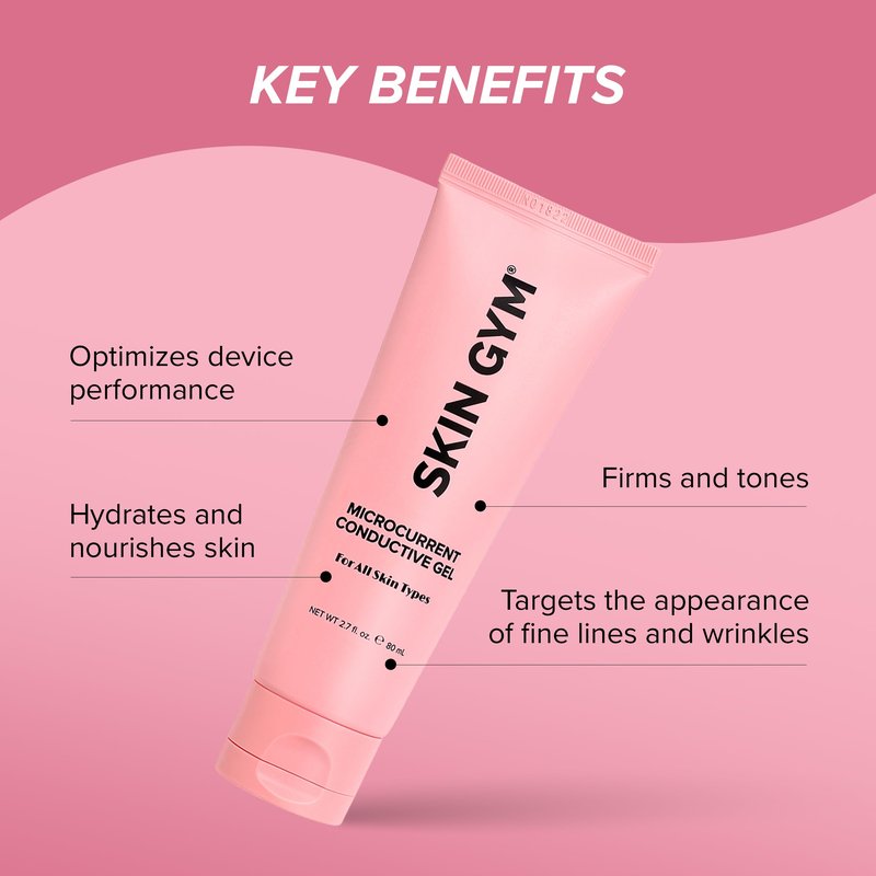 Skin Gym Microcurrent Conductive Gel for Face & Body, Hydrating Gel for Microcurrent Devices, Enhances Skin Comfort & Skincare Performance, 2.7 oz