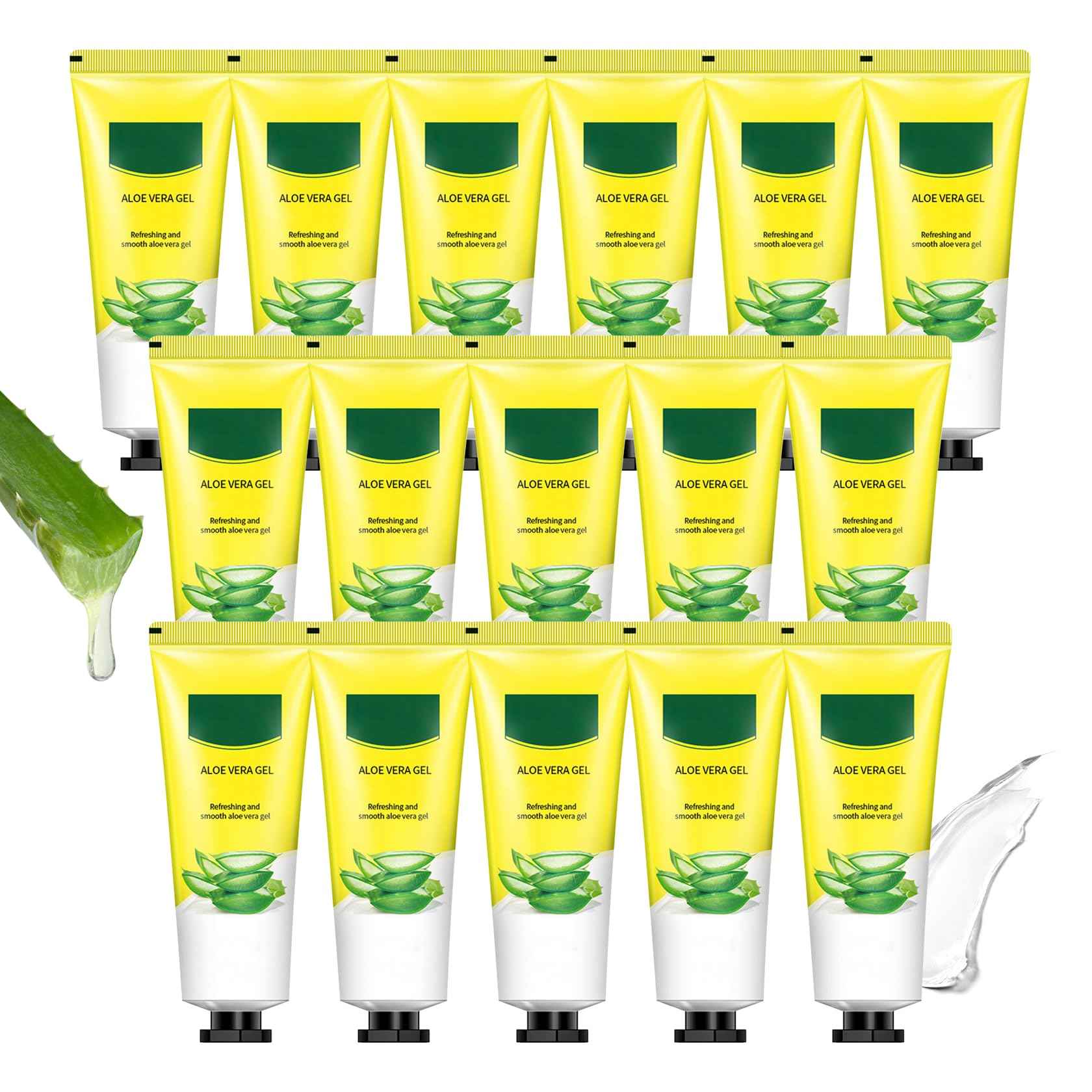 JunKuJK 16PCS Aloe Vera Gel for Face,Made within 100% Organic Aloe Vera Gel,Natural Hydrating Pure Vera Moisturizer for Soothing Skincare,Moisturizing Aloe Lotion for Skin,Face,After Sun Care,16.93oz