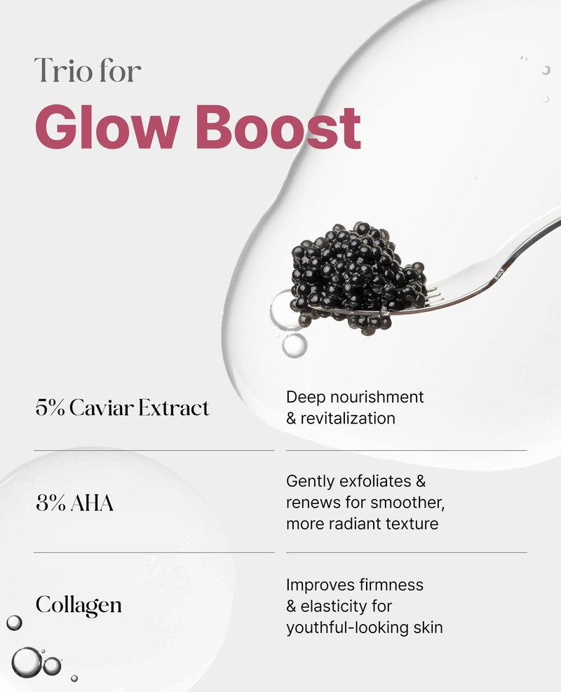 Delere Caviar AHA 3% Glow Toner | Korean Collagen Exfoliating Toner | Korean Exfoliator for Radiance, Collagen Skin Care, 250ml