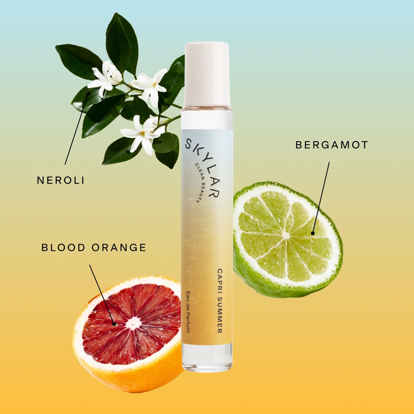 Skylar Capri Summer Travel Spray for Women - Mini Fruity Citrus Perfume, Grapefruit, Blood Orange & Bergamot Notes - Hypoallergenic, Vegan, Clean Fragrance for Sensitive Skin - 10mL / 0.33 Fl oz